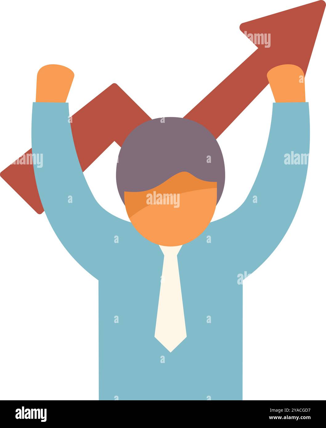 Business concept illustration with businessman celebrating his success ...