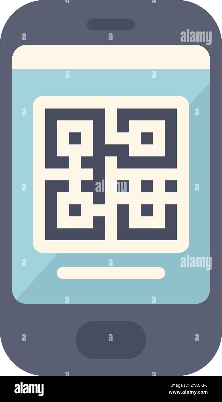 Smartphone is displaying a qr code, ready to be scanned for quick and easy access to information or services Stock Vector
