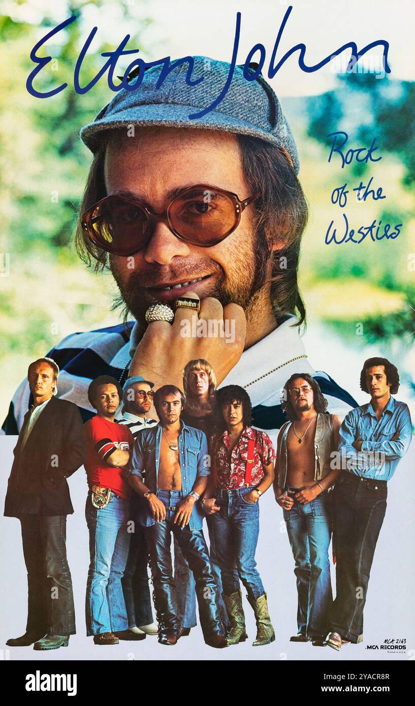 Elton John poster, Rock of the Westies, MCA Records, printed in the USA 1975, rock of the westies Stock Photo