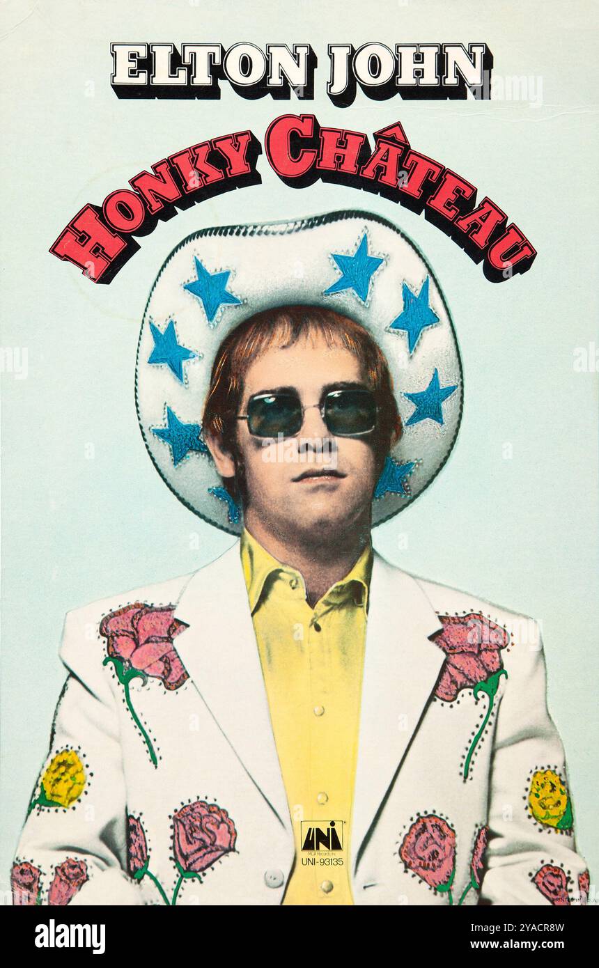 Elton John promotional poster, Honky Chateau 1972, UNI - MCA Records Stock Photo