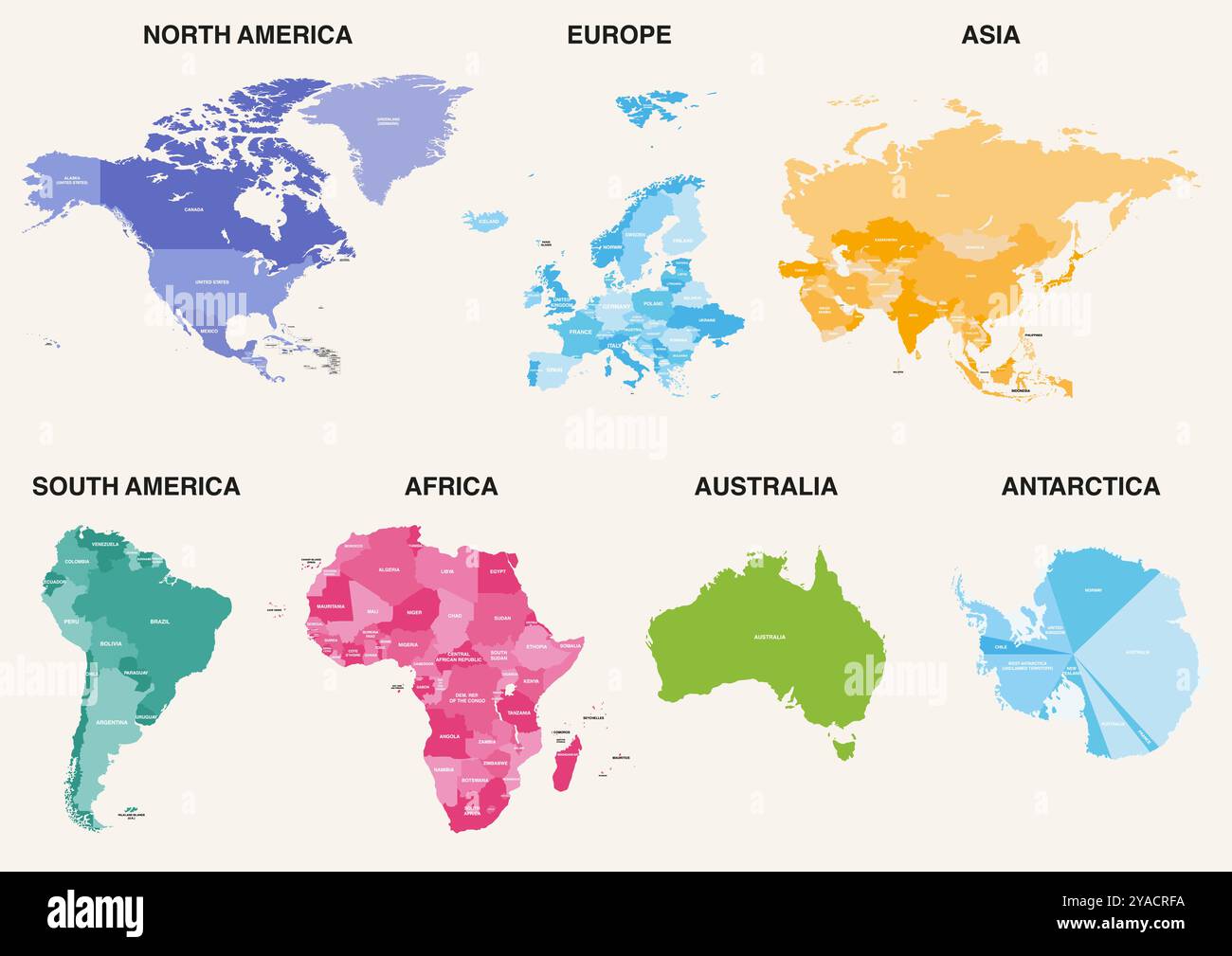 Globe map continents set Stock Vector Images Alamy