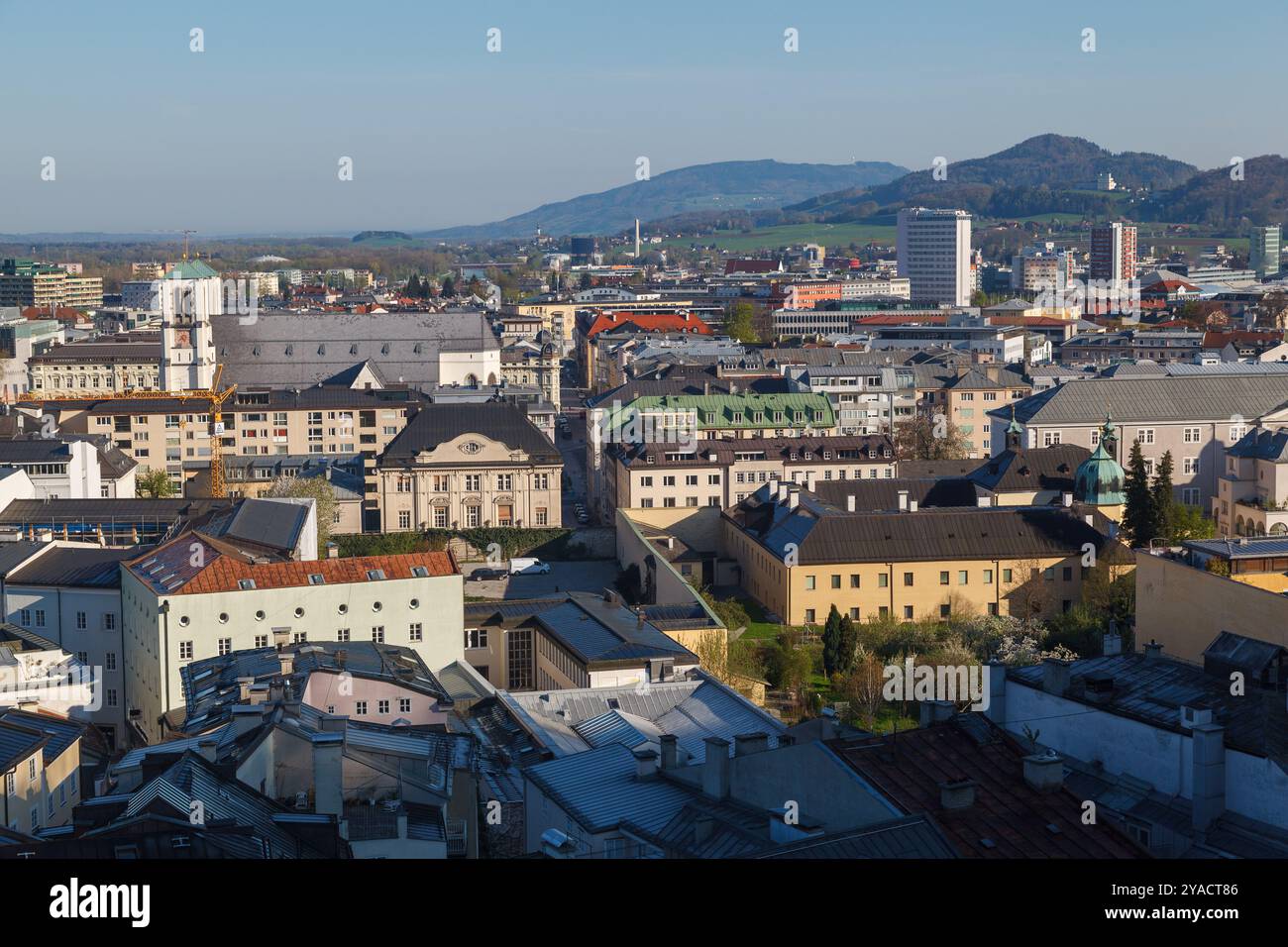 Salzburg panorama from Kapuzinerberg, Church of St. Andrew and the ...