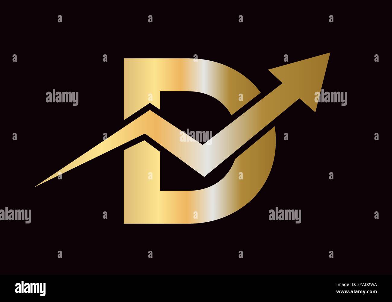 Financial Logo On Letter D With Growth Arrow Symbol Vector Template ...