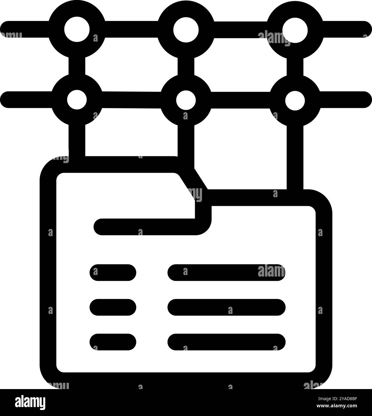 Simple vector icon of a folder containing data being shared over a network Stock Vector