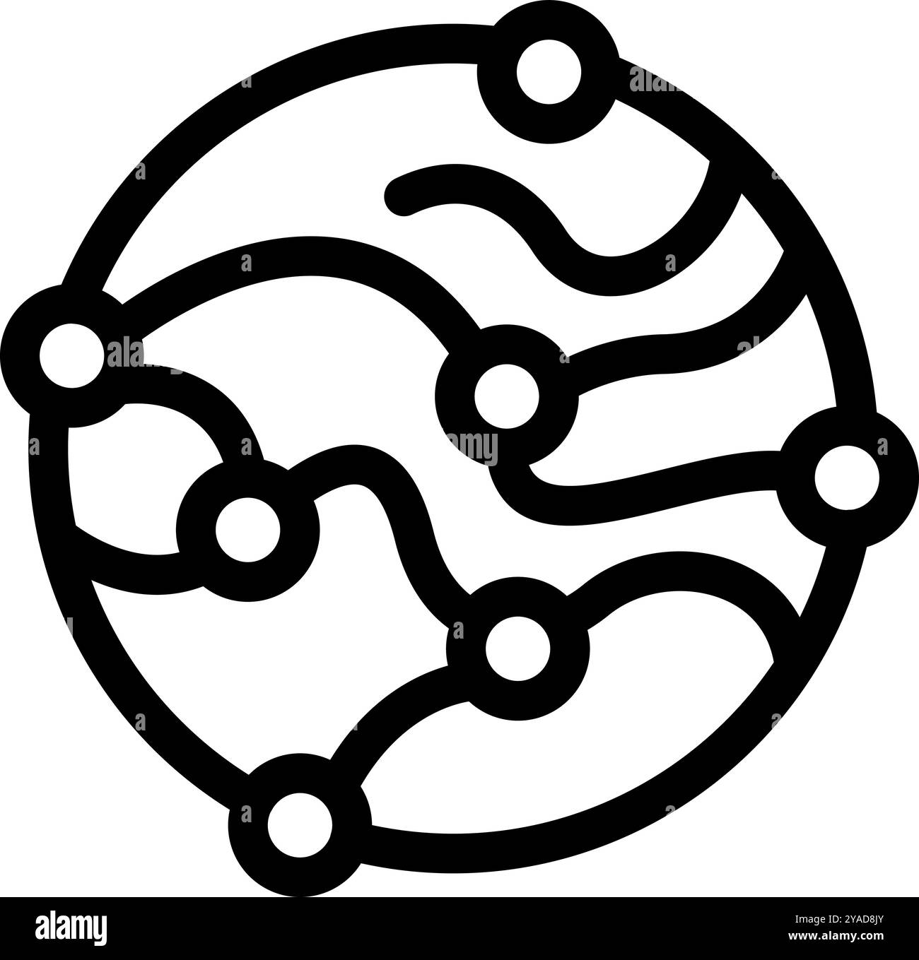 This simple vector illustration depicts a network connecting various ...