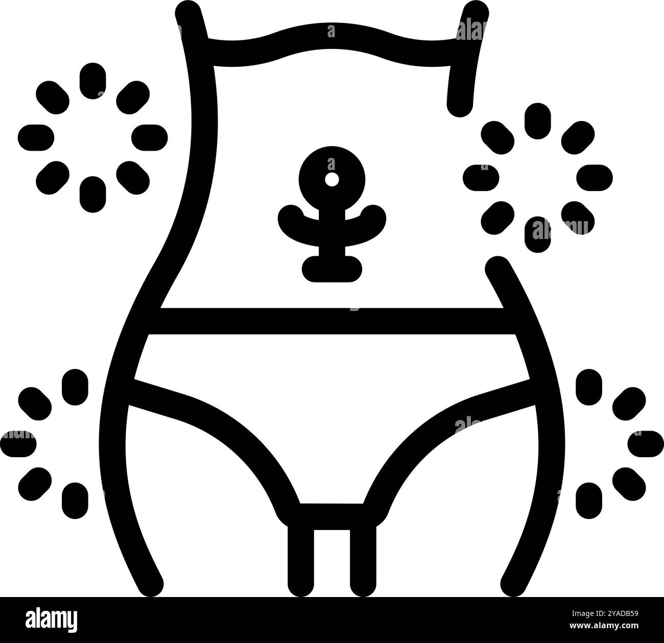 Simple line vector showing uterus with inflammation, representing ...