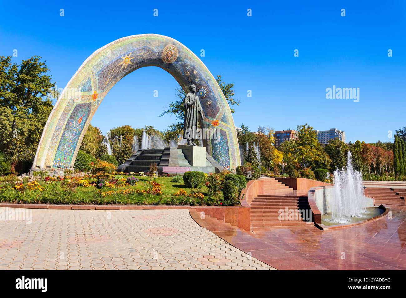 Dushanbe, Tajikistan - October 21, 2022: The statue of Rudaki poet at ...