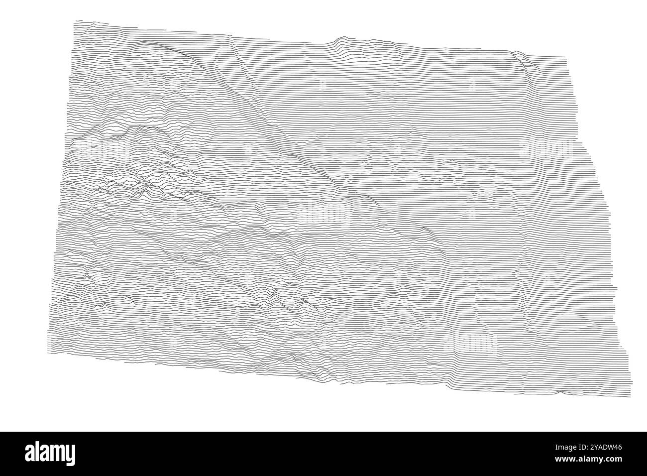 North Dakota ridgeline map illustrating - North Dakota Ridgeline Map Illustrating Subtle Elevation Changes From Red River Valley To Badlands 2YADW46 