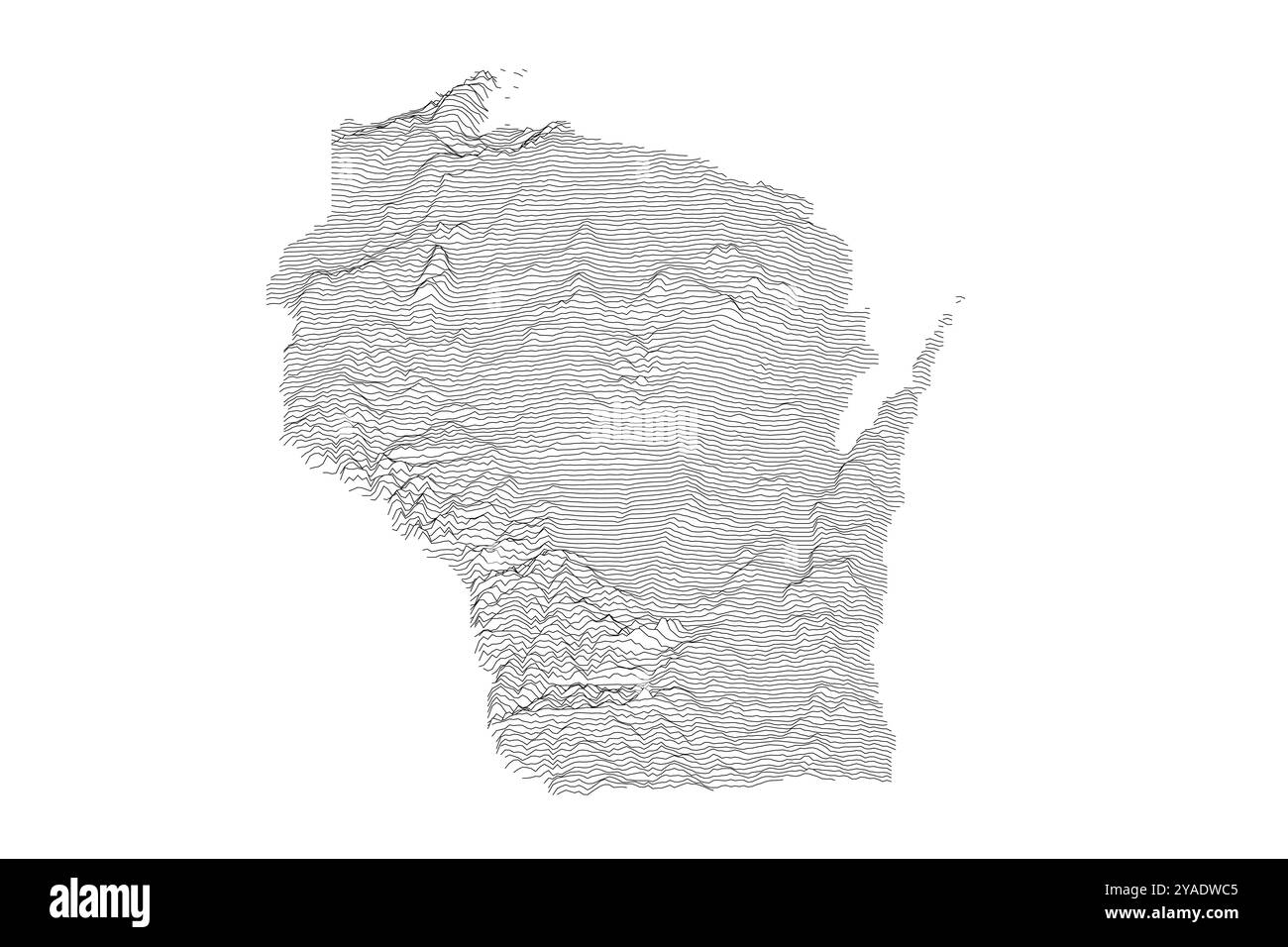 Wisconsin ridgeline map illustrating varied terrain from Lake Michigan Wisconsin ridgeline map illustrating varied terrain from Lake Michigan