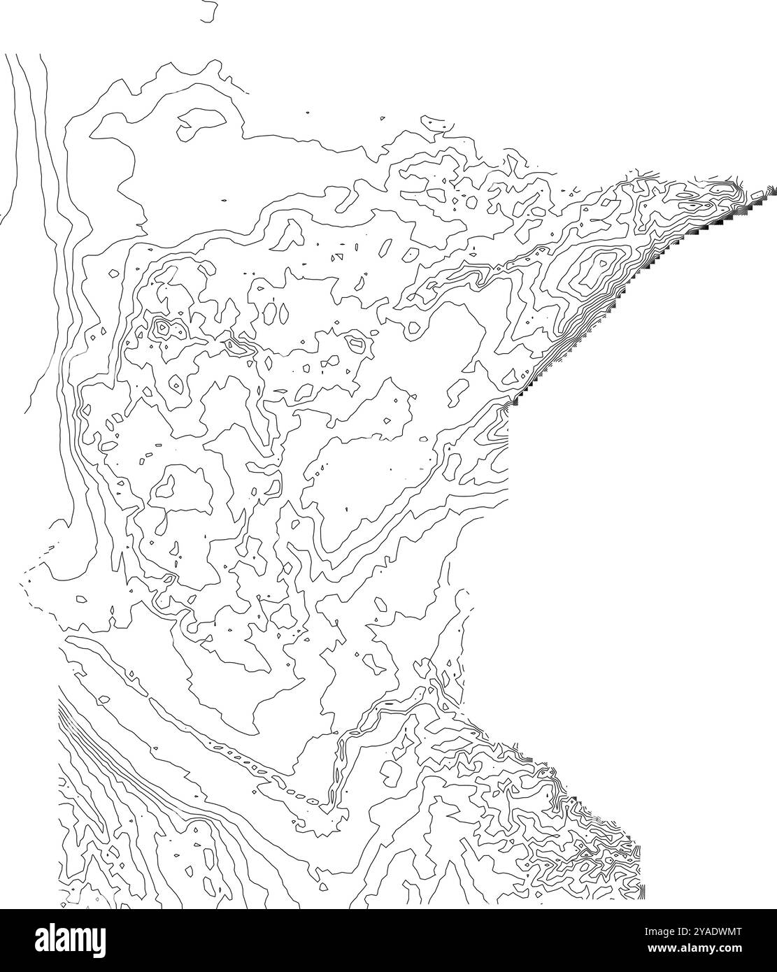 Lands topography Cut Out Stock - Comprehensive Contour Map Of Minnesota State Illustrating Its Varied Topography From The North Woods To The Prairie Lands 2YADWMT 