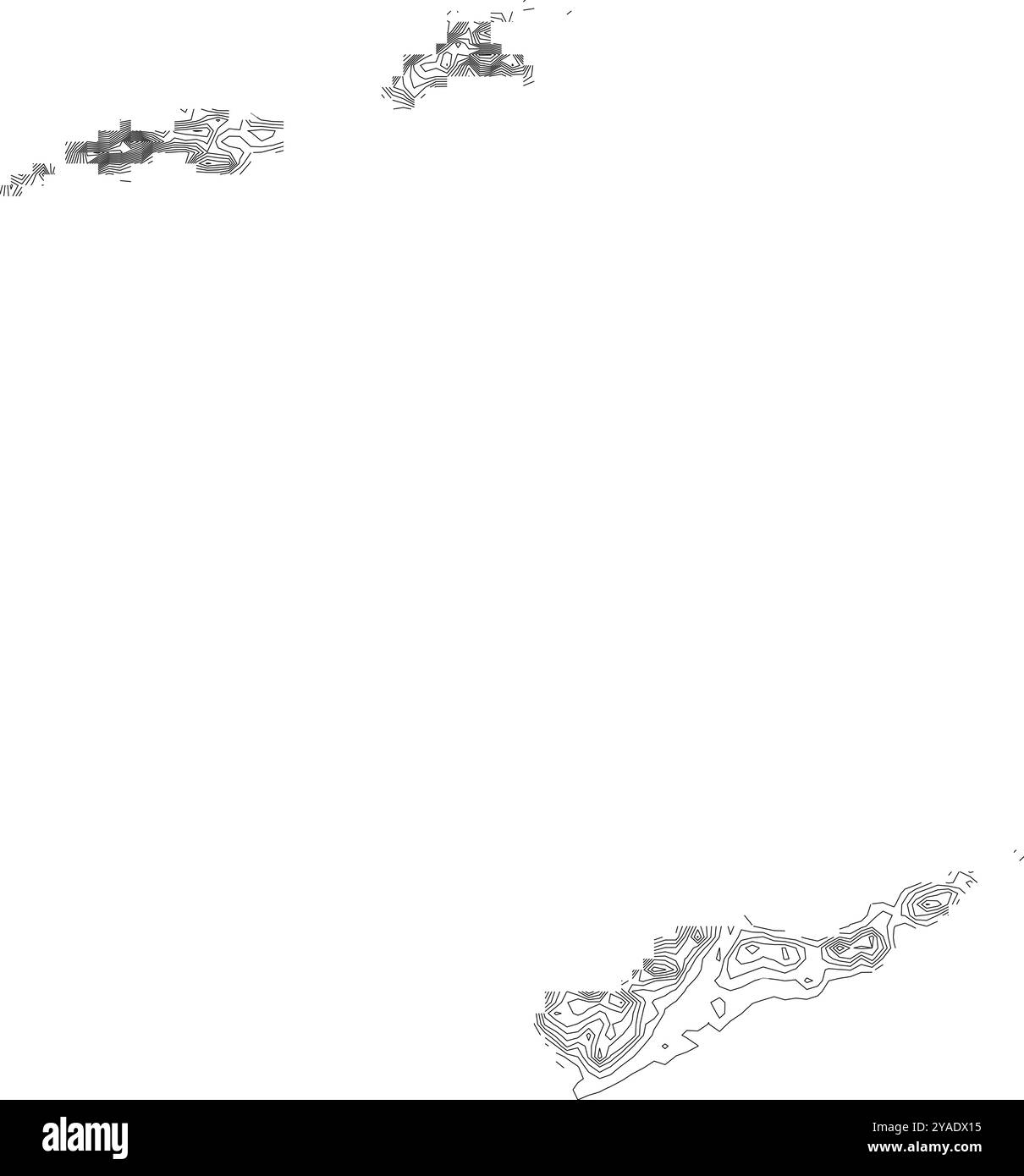 Comprehensive contour map of the U.S. Virgin Islands, illustrating the topography of St. Thomas, St. John, and St. Croix Stock Vector