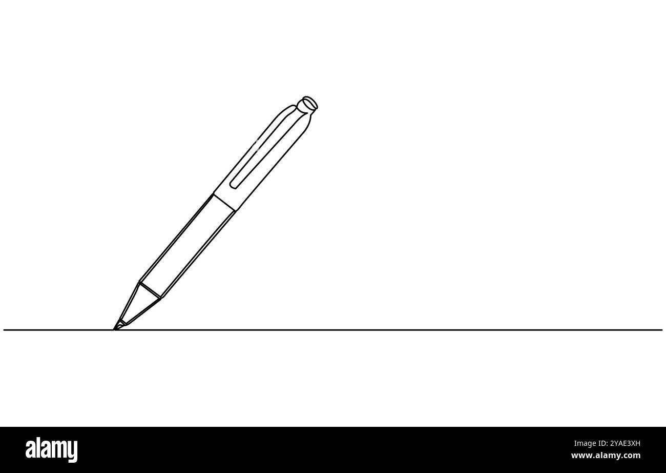 One continuous line of pen writing on a sheet. Vector illustration ...