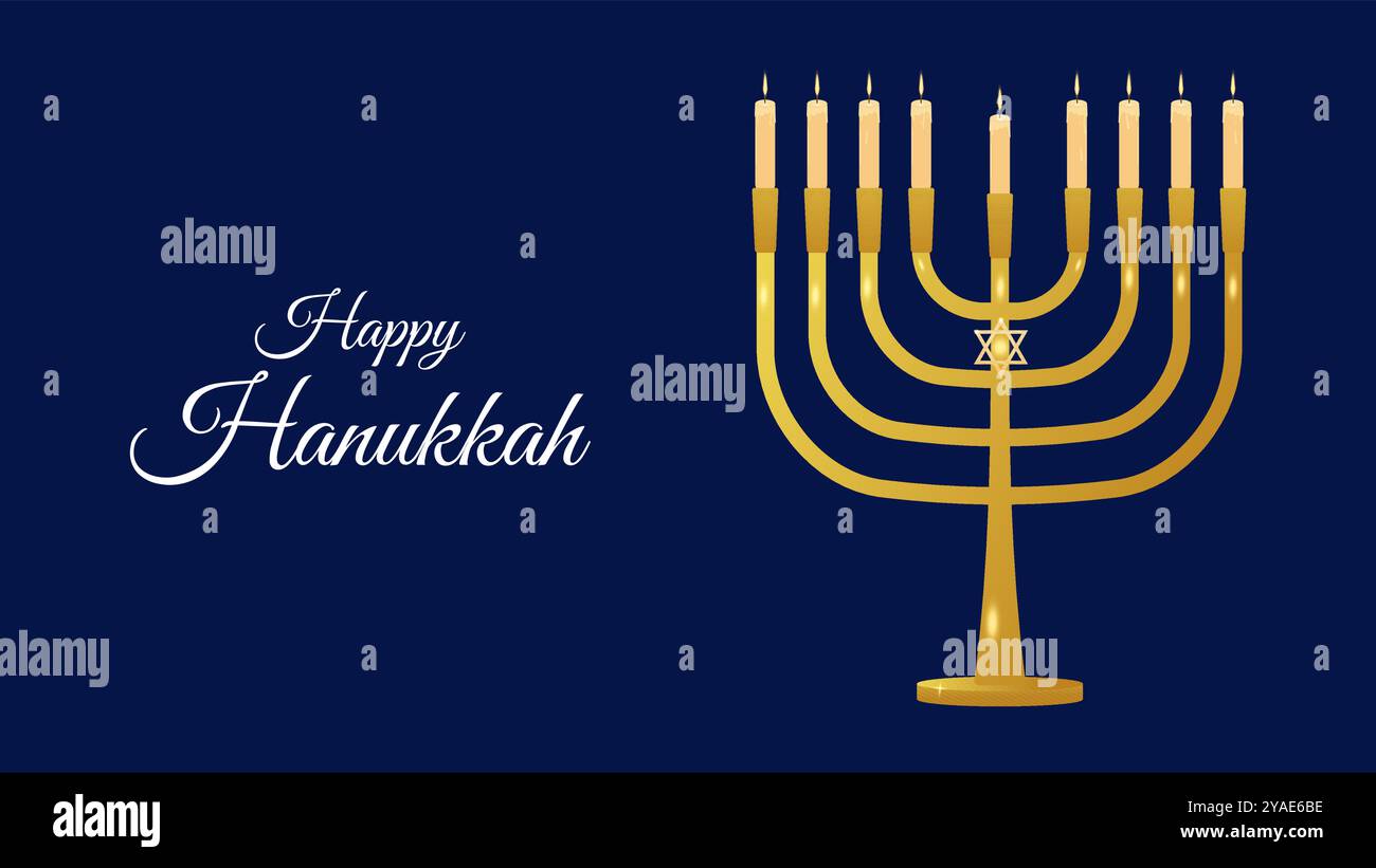 Hanukkah Jewish holiday sign of spiritual rebirth. Menorah with Star of