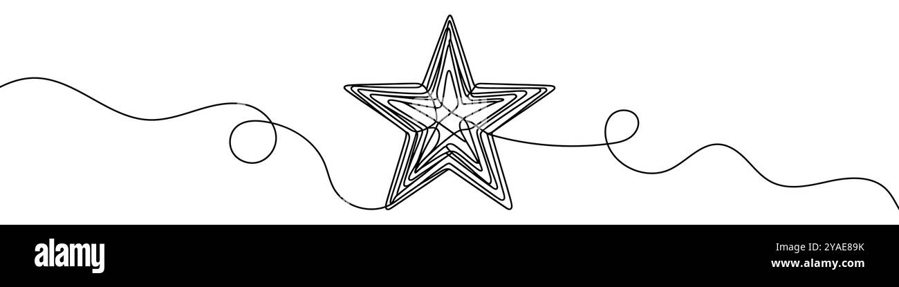 Continuous linear drawing of the star. Single-line drawing of the star ...