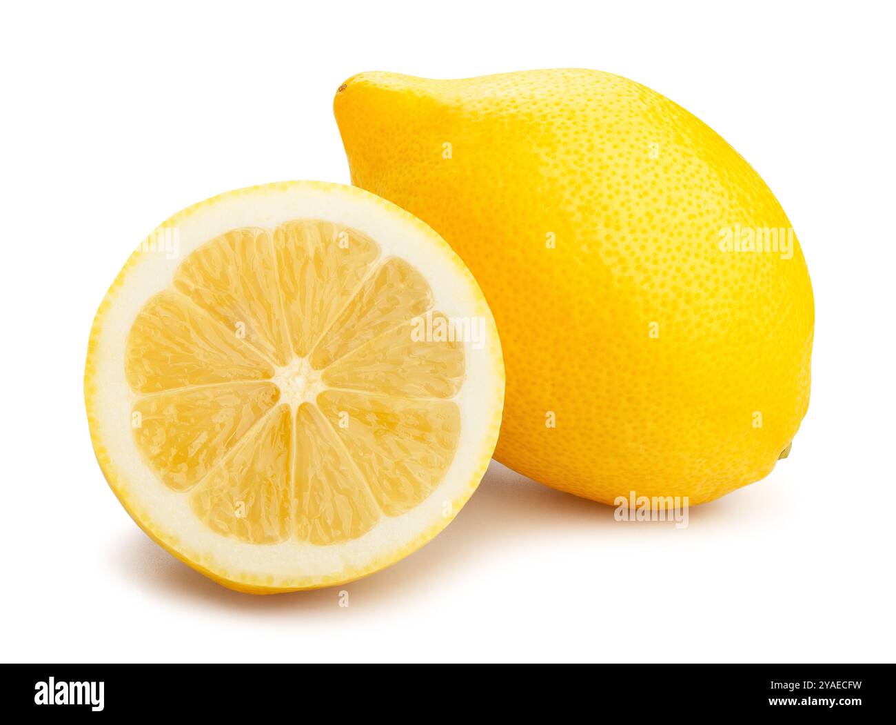 sliced lemon path isolated on white Stock Photo