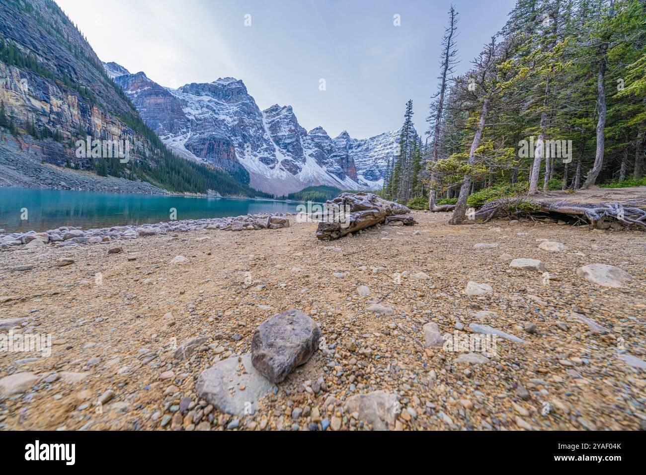 Moraine Lake in Alberta Canada at the Banff National Park Stock Photo
