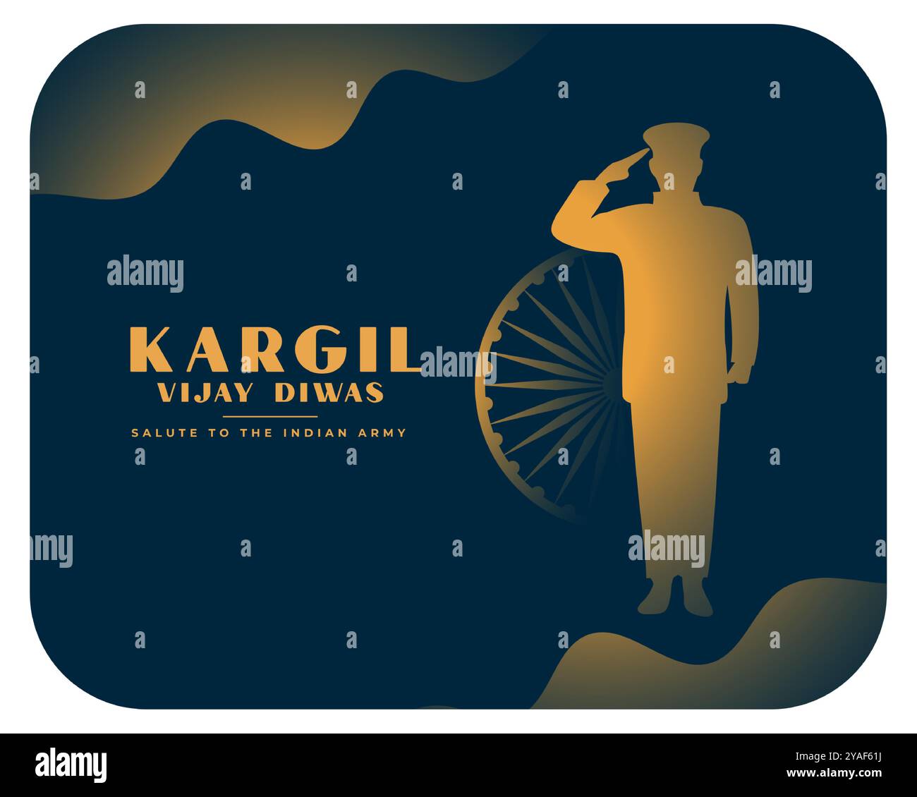 kargil vijay diwas event poster with ashoka chakra and saluting soldier vector Stock Vector