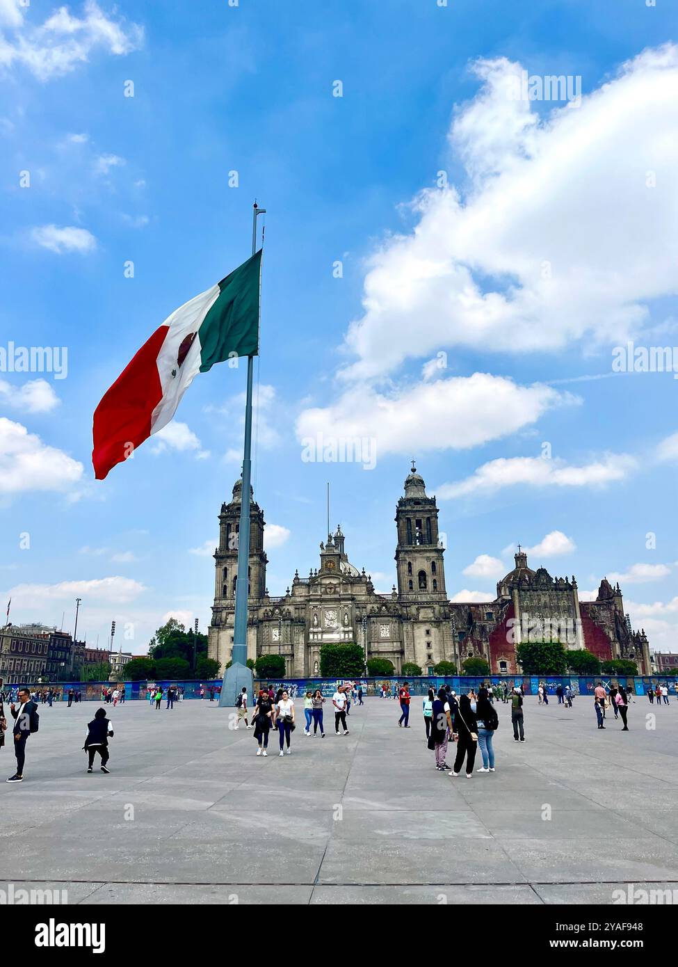Image of Constituition Plaza Mexico's City Metropolitan Cathedral. - Smartphone Captured Stock Image