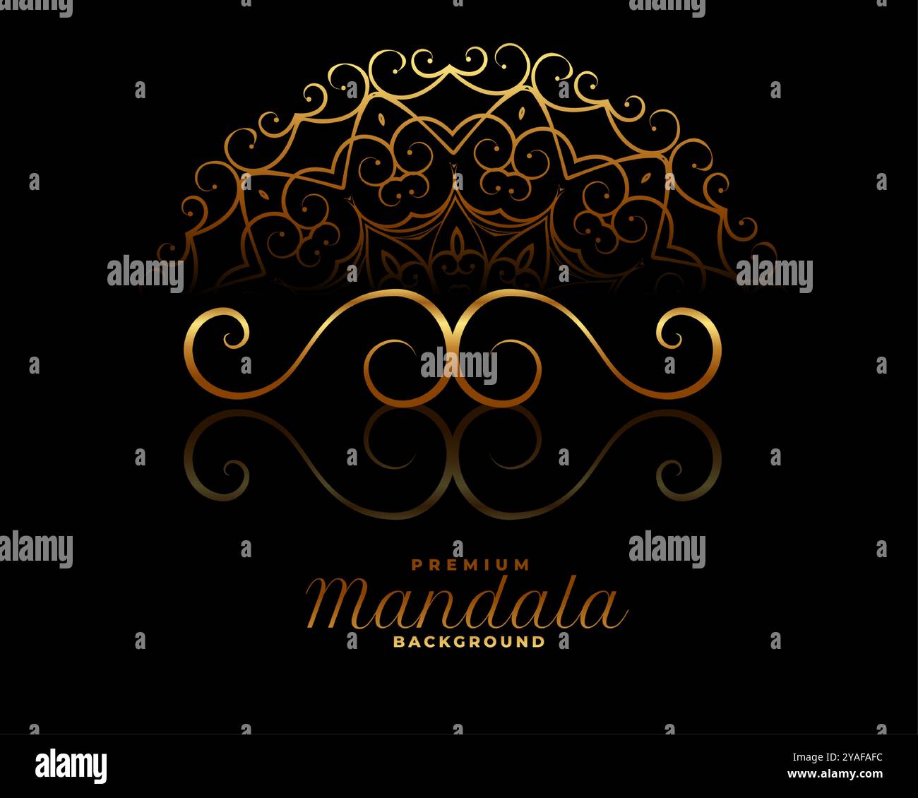 lovely golden mandala decoration on black background vector Stock ...