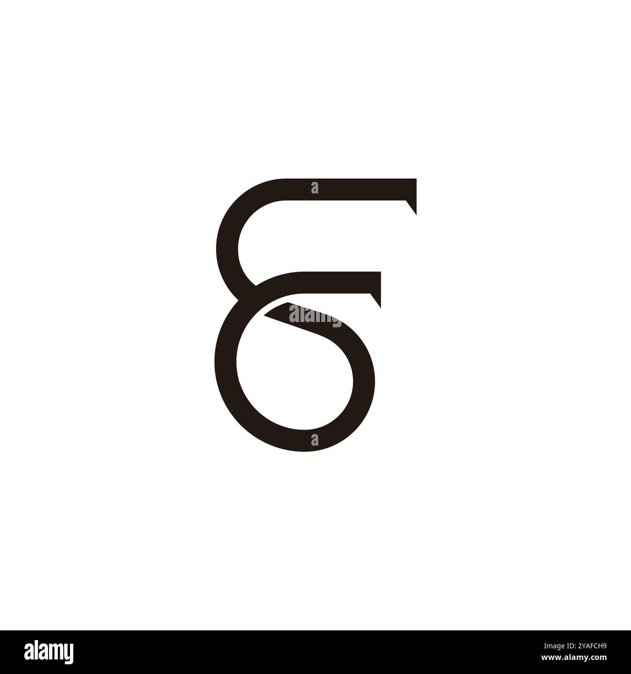 letter sf linked curves overlap simple logo vector Stock Vector