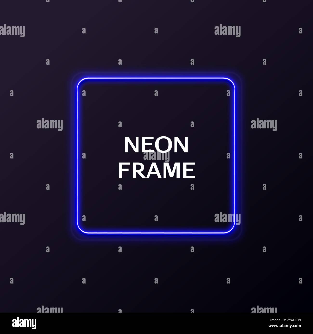 Square neon frames. Fluorescent outline border. Realistic vector led ...