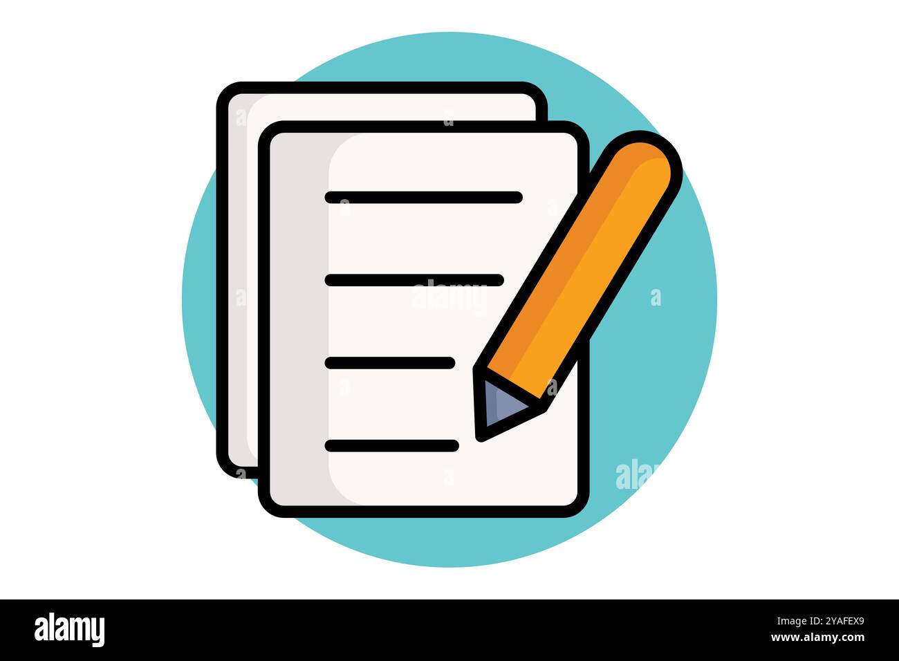 Registration icon. colored outline icon style. paper with pencil. icon related to reception. hotel elements vector illustration Stock Vector