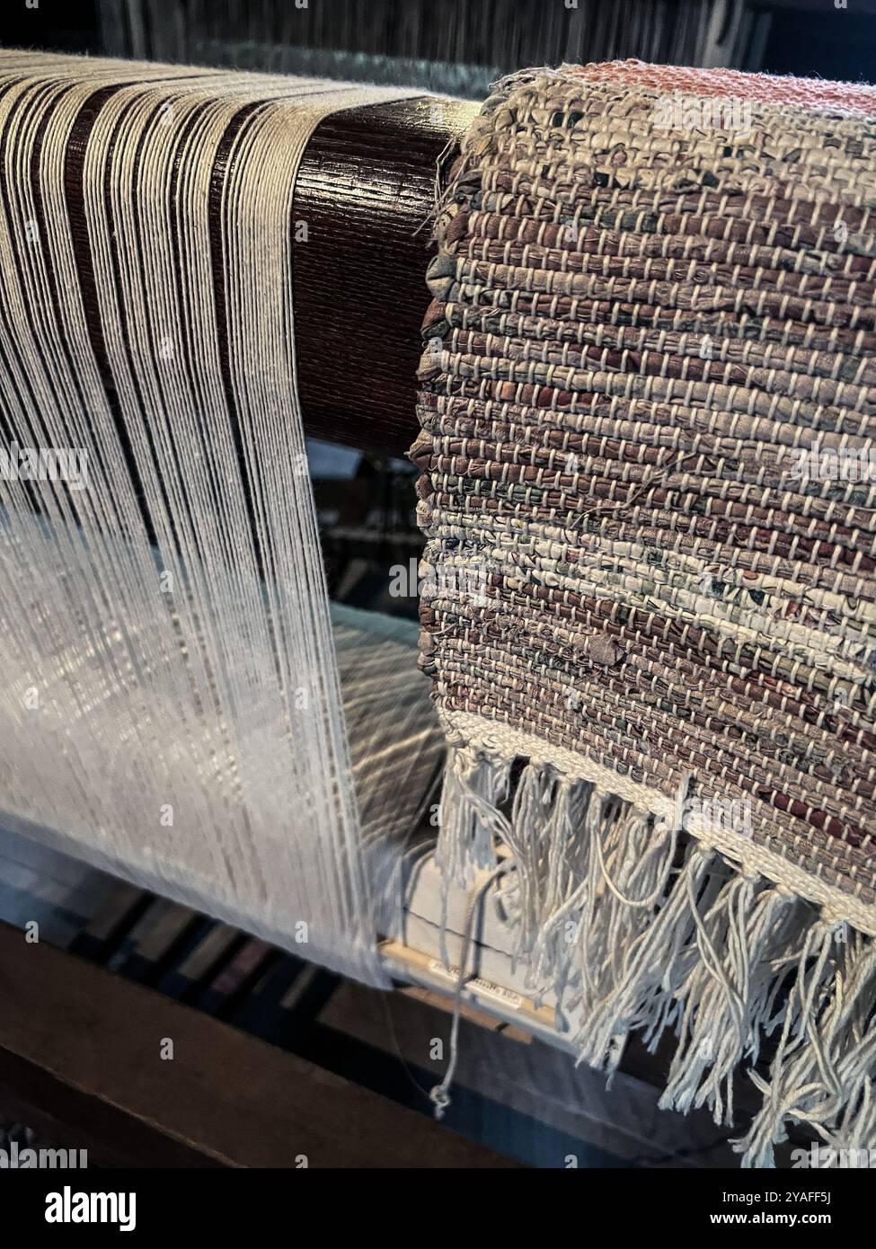 Cloth Weaving, Matthews Cabin at Mabry Mill, Virginia, USA - Smartphone Captured Stock Image
