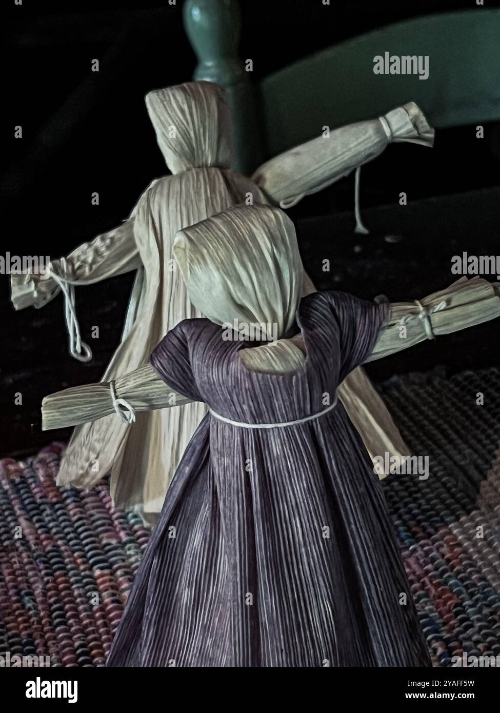 Corn Husk Dolls, Matthews Cabin at Mabry Mill, Virginia, USA - Smartphone Captured Stock Image