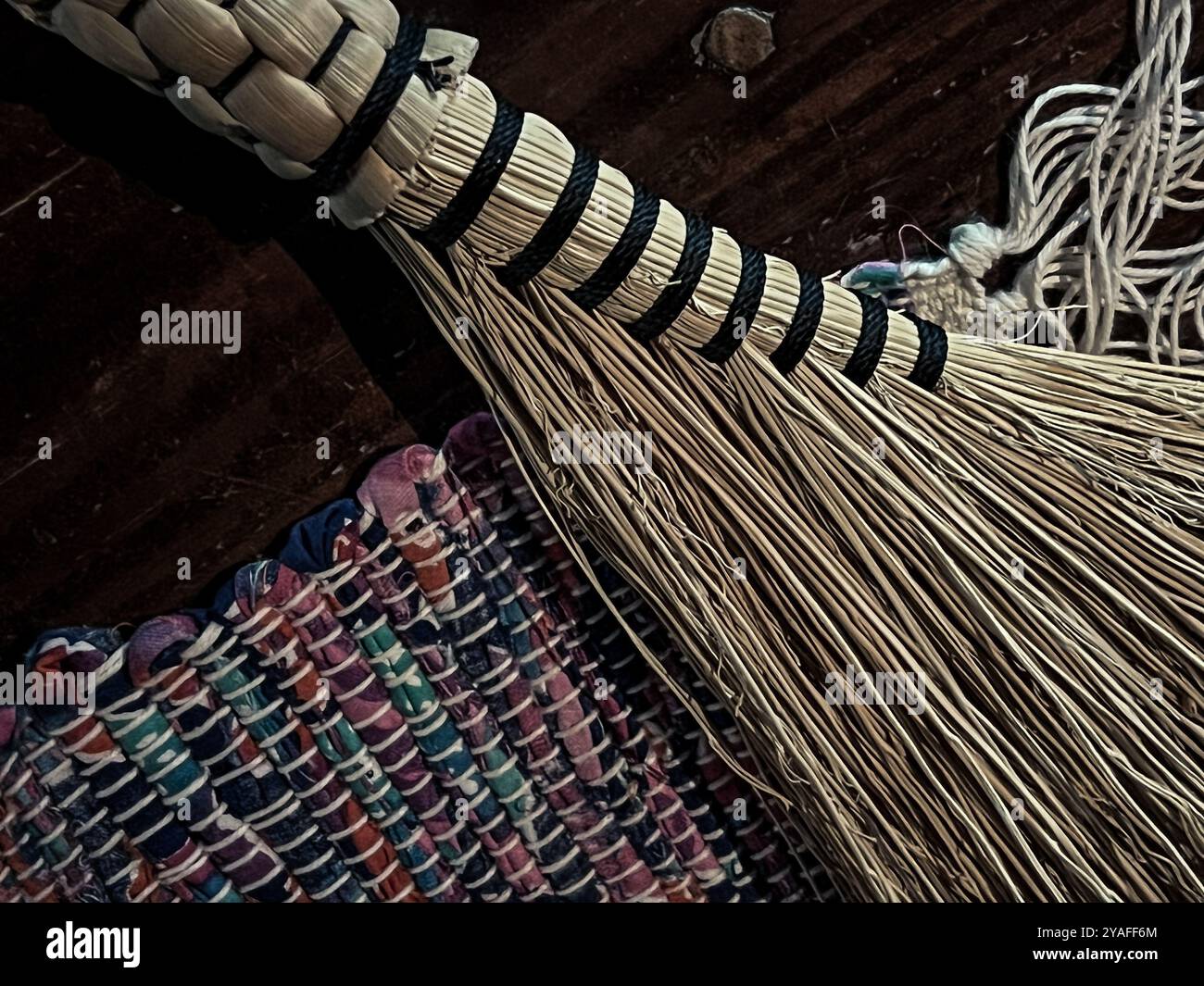 Handcrafted Broom, Matthews Cabin at Mabry Mill, Virginia, USA - Smartphone Captured Stock Image
