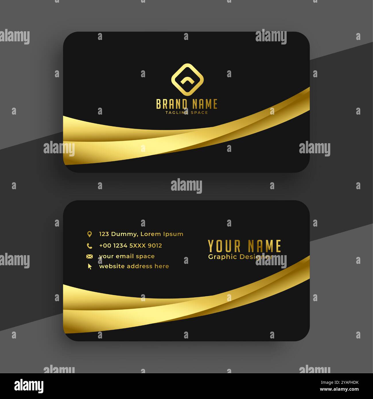 Elegant golden and black business card template vector Stock Vector ...