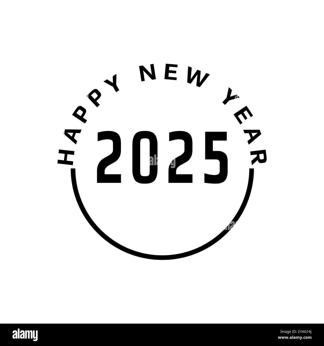 Happy new year 2025 typography text circular shape vector illustration isolated Stock Vector