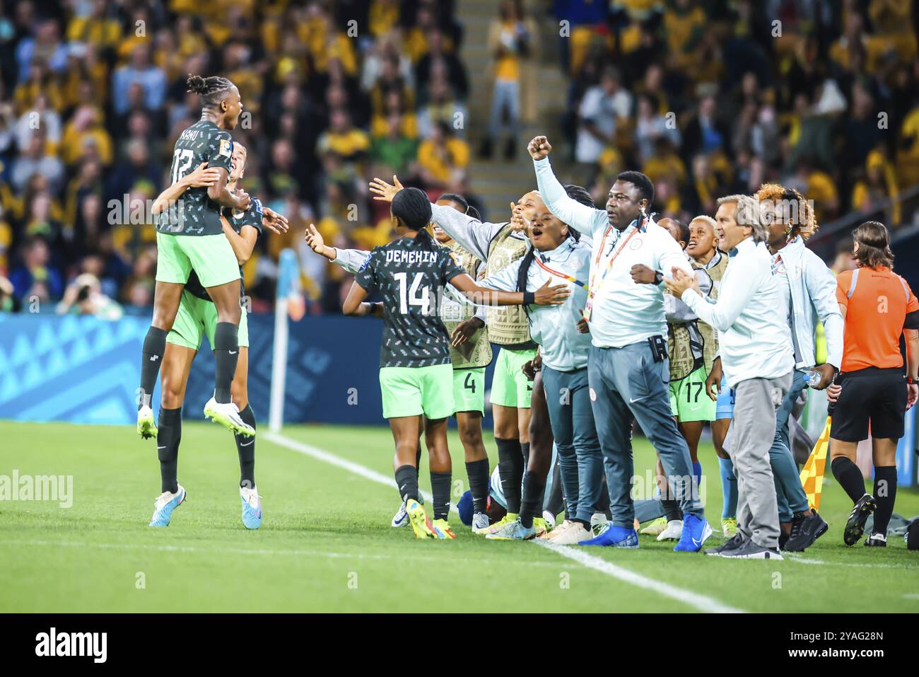 BRISBANE, AUSTRALIA, JULY 27: Uchenna KANU of Nigeria celebrates ...