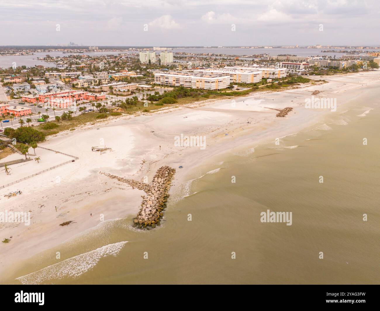 View of the beach on St Petersburg Pete Beach after Hurricane Milton ...