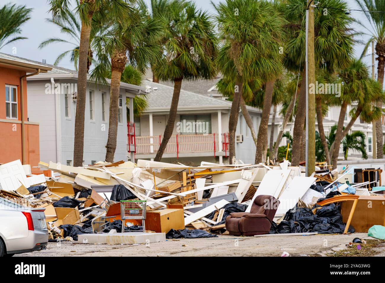 Piles of debris Hurricane Milton aftermath on St Pete Petersburg Beach ...