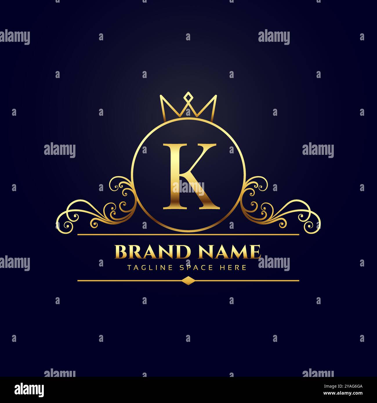 a luxurious letter K logo background with royal crown design vector ...