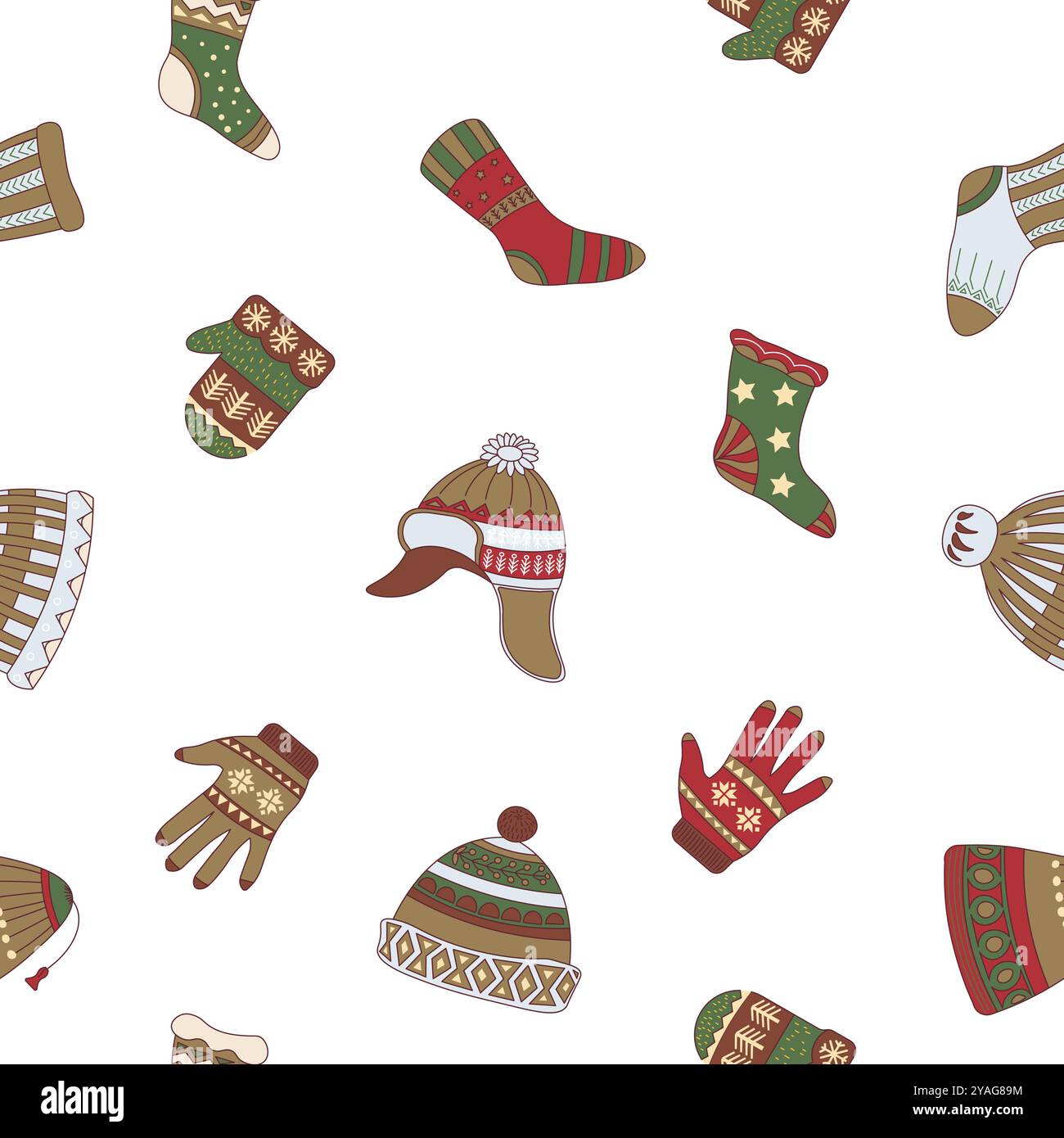 Holiday Socks and Sweaters Pattern Stock Vector