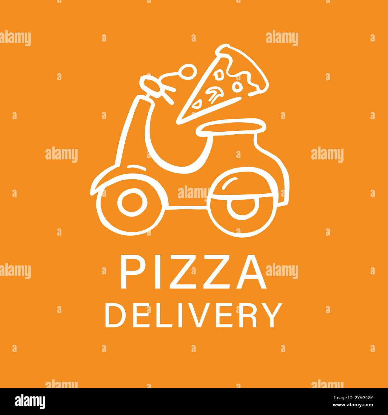 Pizza Delivery Service Logo Sketch Design Template Stock Vector