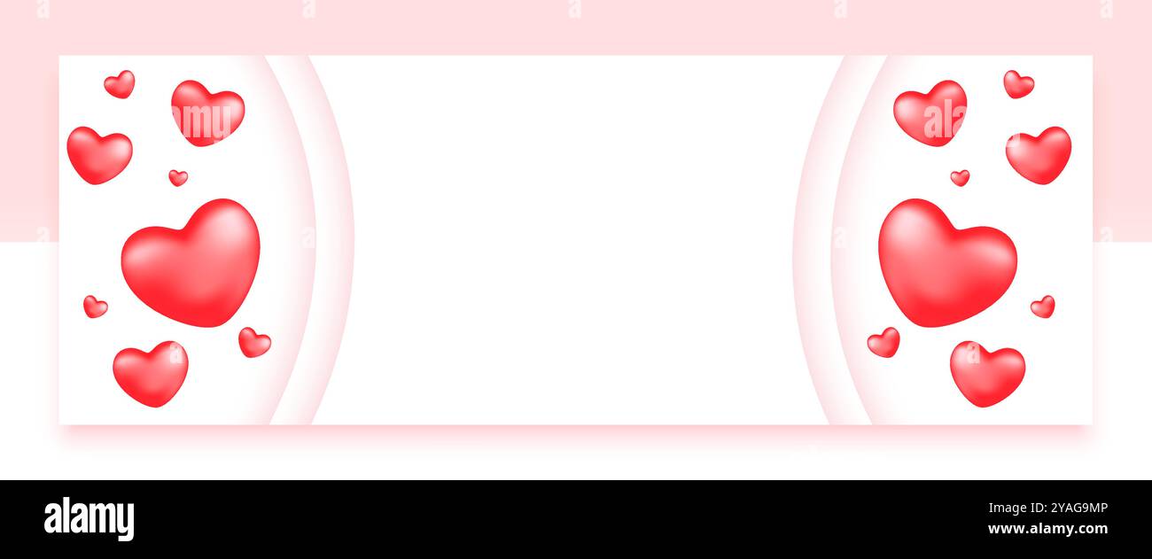 lovely floating hearts valentines day eve banner with text space vector ...
