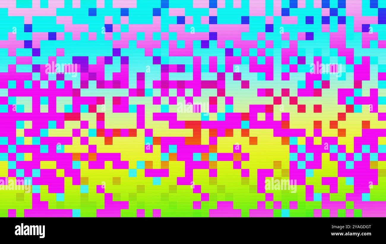 Abstract 8 bit retro game Glitch rainbow pixel Noise pattern background ...