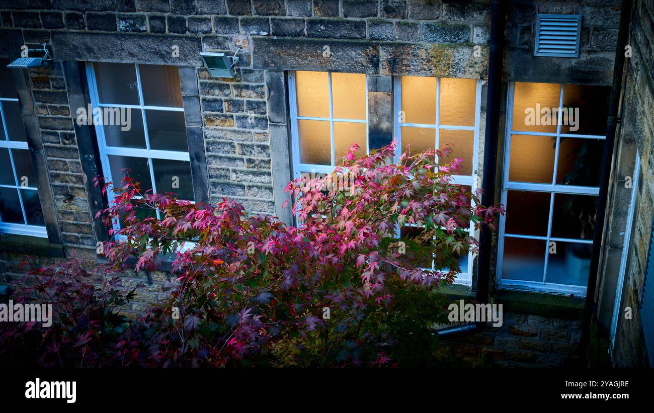 Lights on in office buildings as clocks go back at the end of autumn ...