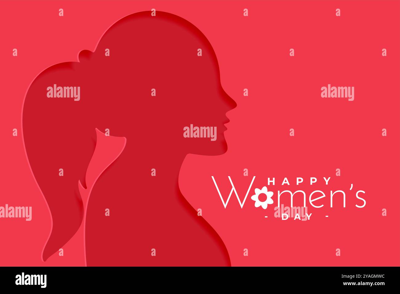happy womens day greeting card with papercut female face vector Stock ...