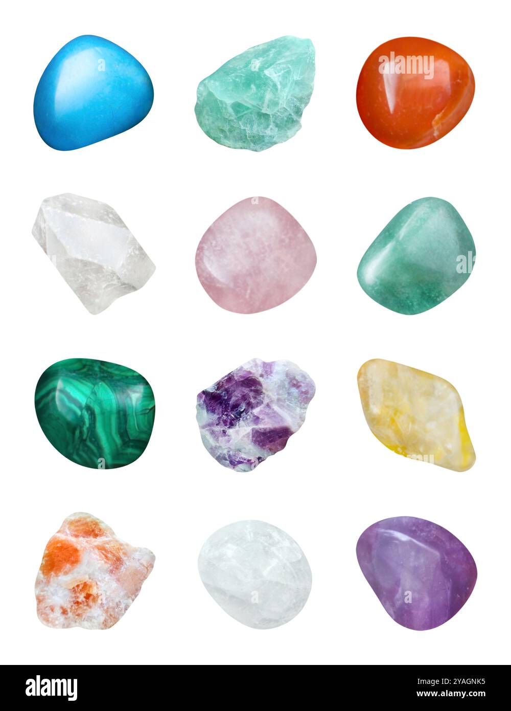 Various Gemstones isolated on white background Stock Photo