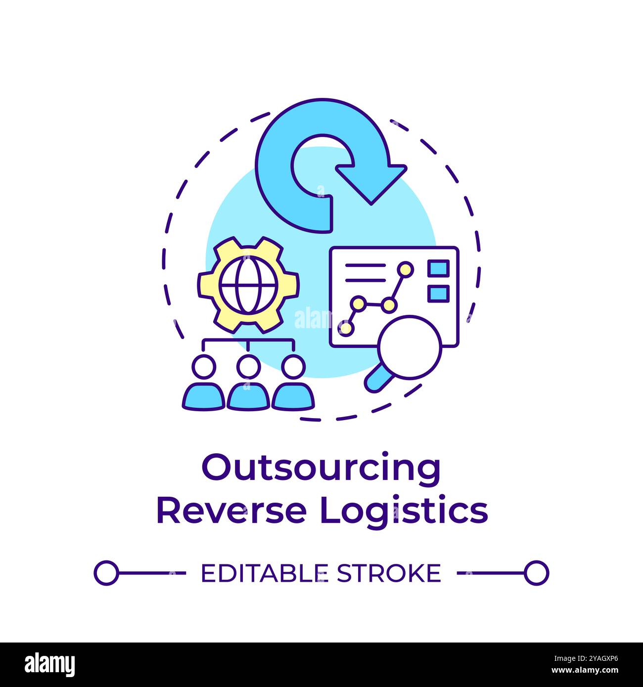 Outsourcing reverse logistics multi color concept icon Stock Vector