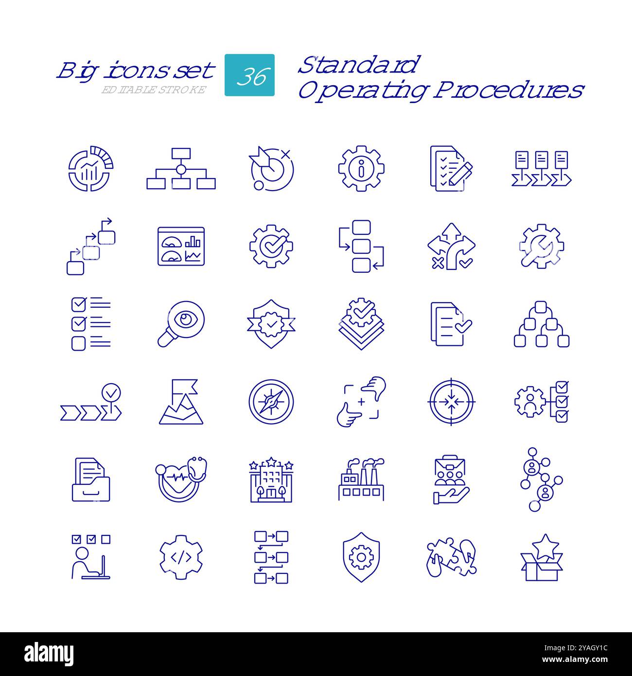 Standard operating procedures linear icons set Stock Vector Image & Art ...