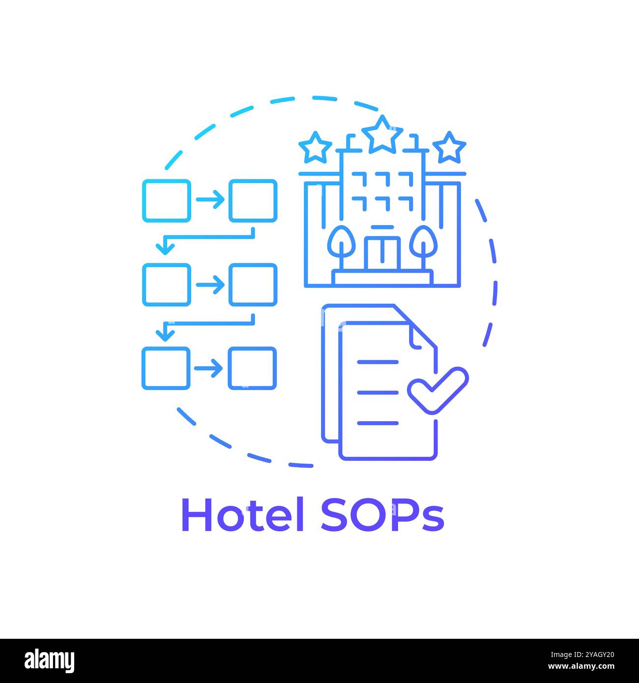 Hotel sops blue gradient concept icon Stock Vector