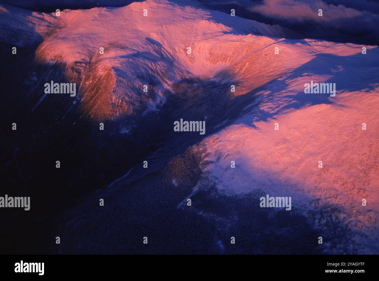 Snow Covered Mountains, NH USA Stock Photo