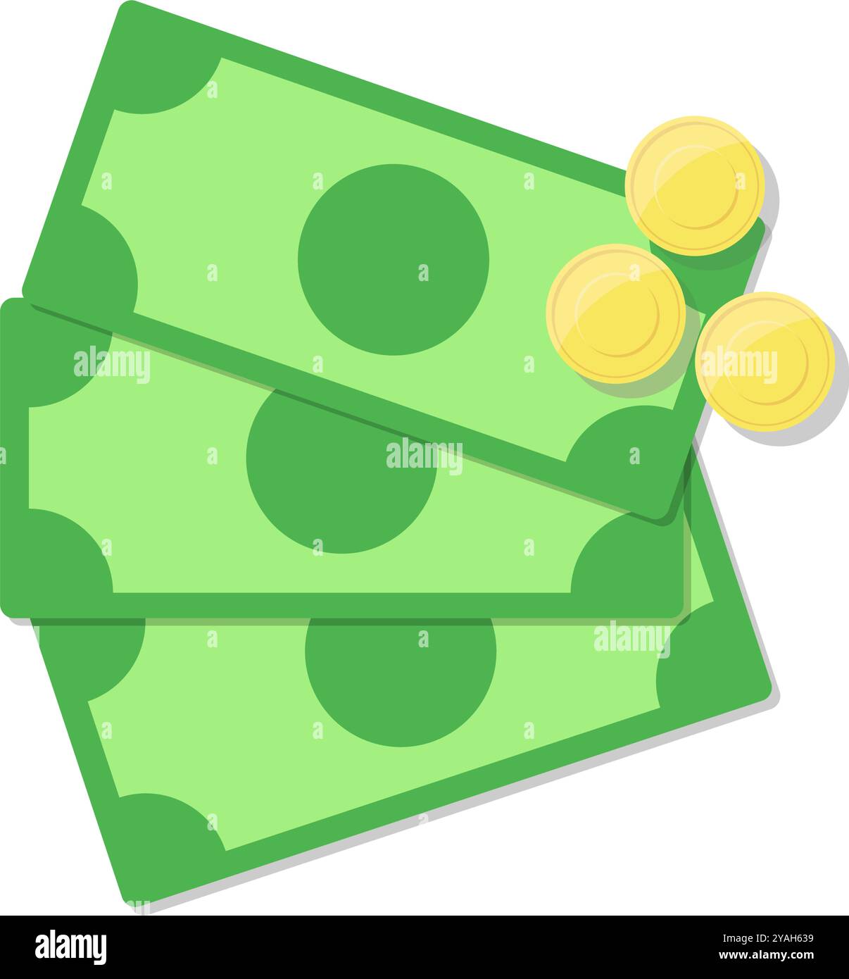 Money, banknotes with coins. Vector for design Stock Vector