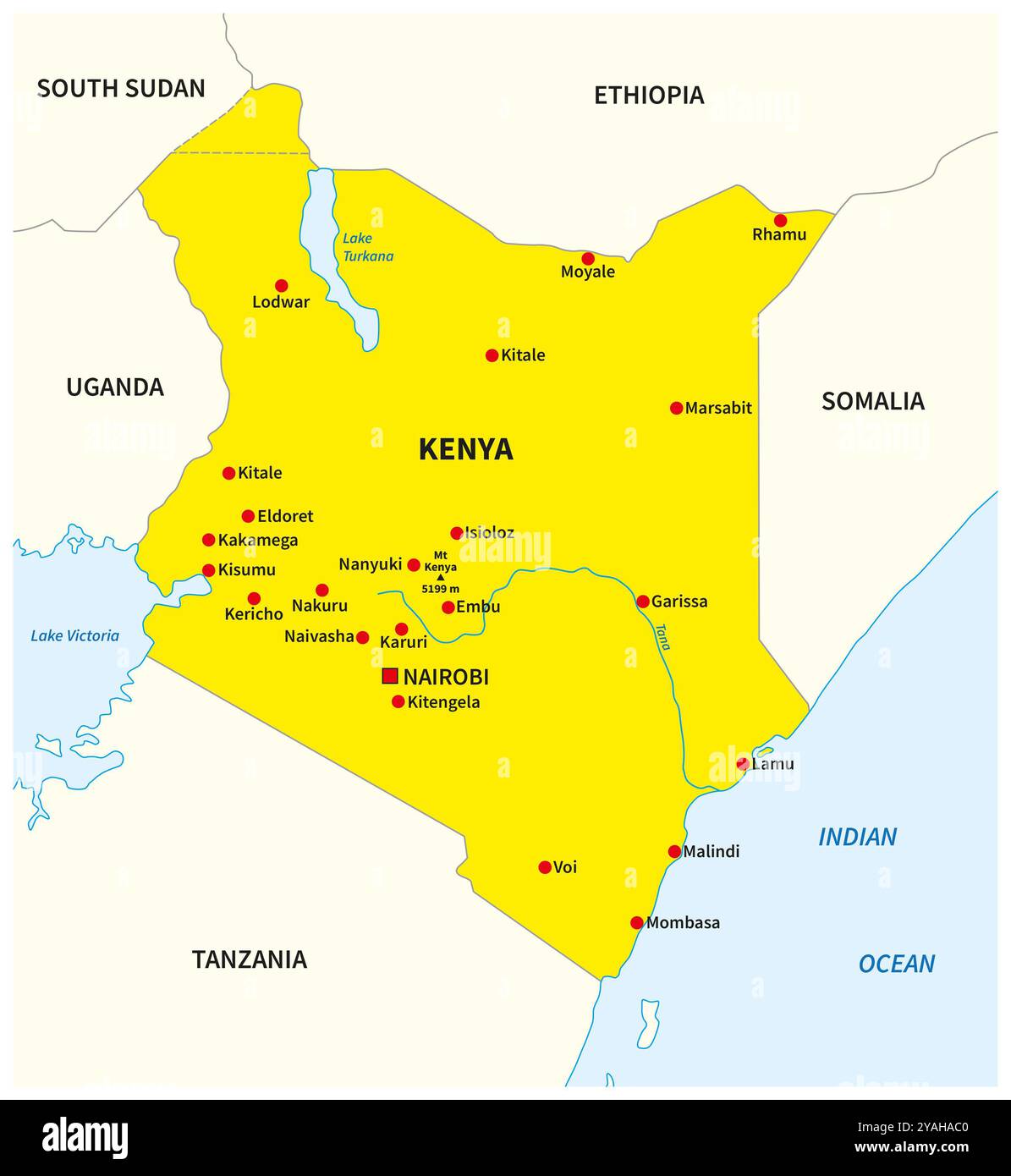 Large Detailed Political And Administrative Map Of Kenya With Roads