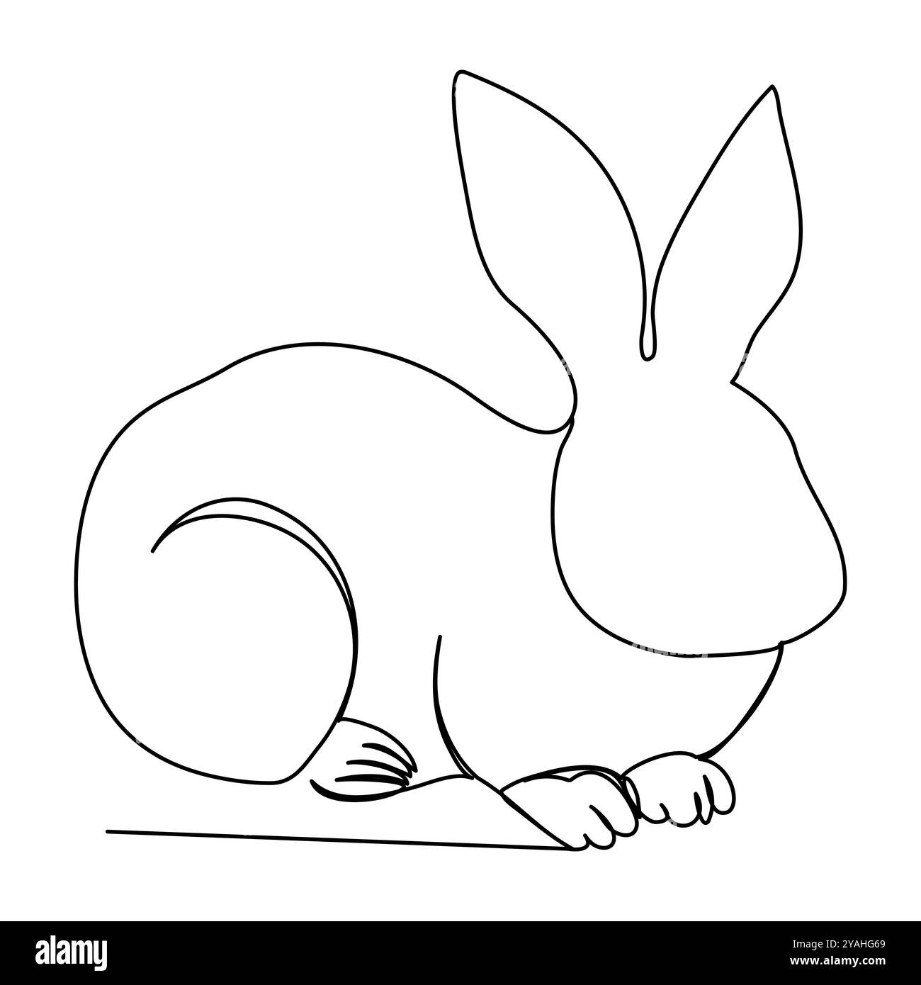 Bunny line art style icon set. Rabbit line art icon collection. Set of abstract outline. Continous line drawing rabbit minimalism style icon set. Rabb Stock Vector