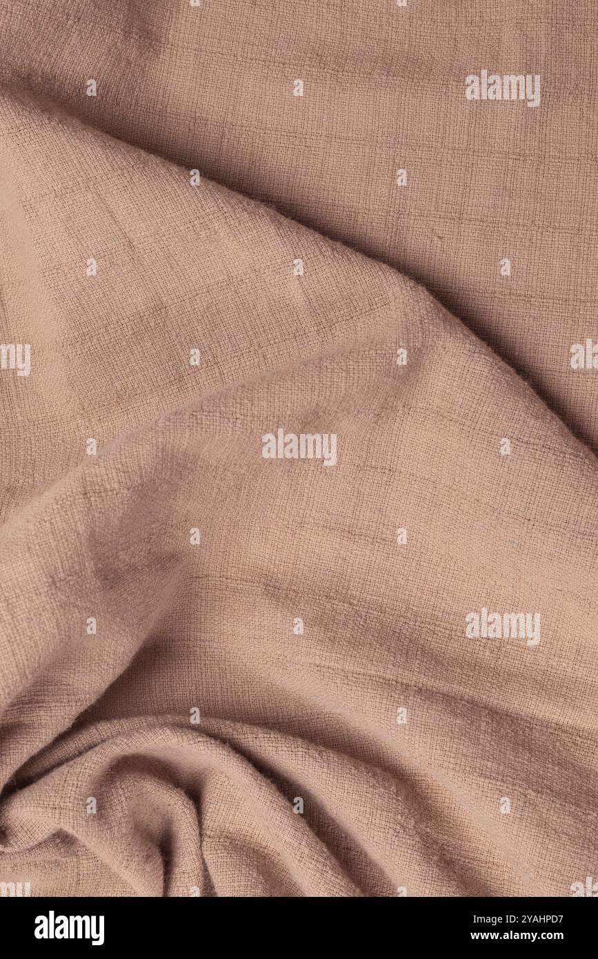 Cotton beige fabric pattern. Top view. Stock Photo